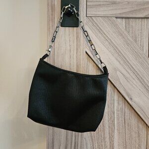 Black sateen evening wristlet